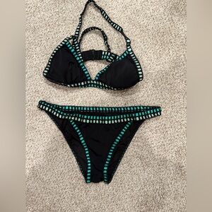 Victoria's Secret Black and Teal Lingerie
